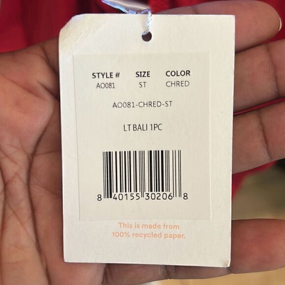 Andie LT Bali Womens Small Tall ST Swimsuit Red One Piece Criss Cross NWT - Picture 9 of 10